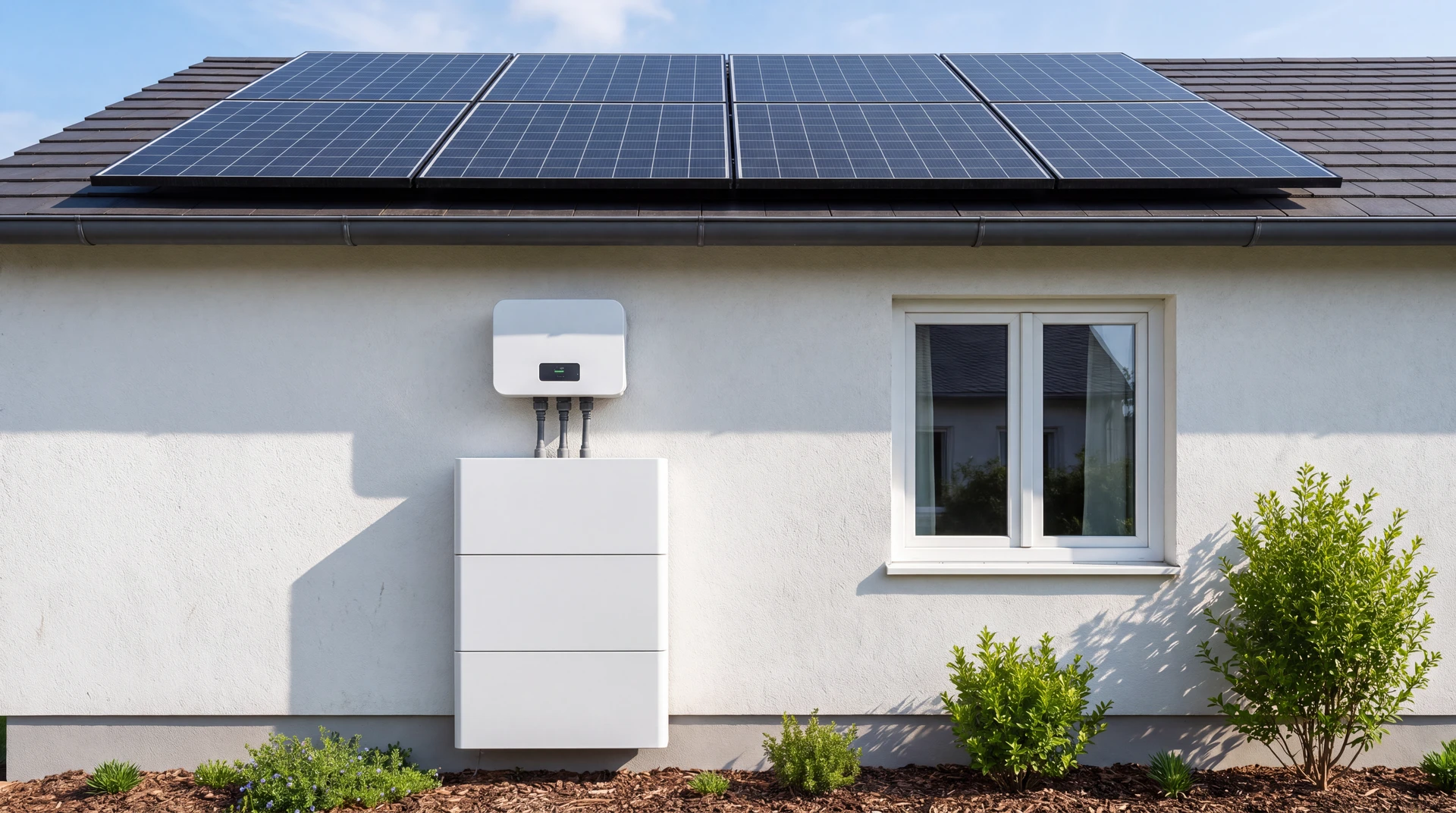 Toiture en tuiles grises avec installation de panneaux solaires photovoltaïques
